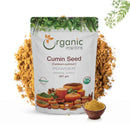 Organic Mantra Cumin Seed Jeera Powder 227g resealable bag certified USDA Organic and OneCert Organic, origin India, displayed with a wooden bowl of powder and assorted spices.